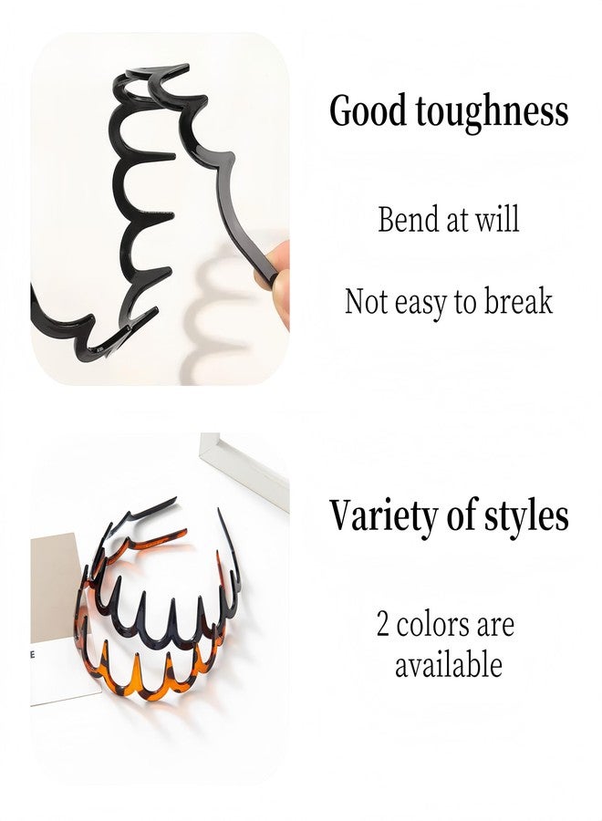 USHJNV New U Shape Fashion Tooth Hair Comb Headband, High Cranium Head Bands for Women's Hair, Reversible Korean Headbands with Teeth (Amber color + Glossy black,2 Pieces) - Image 3